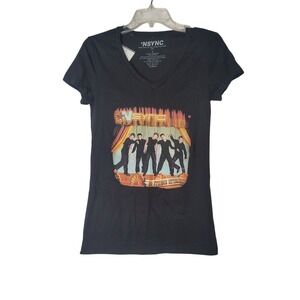 VTG NSYNC Official No Strings Attached S Women T Black V-Neck 20's Festival Y2K‎